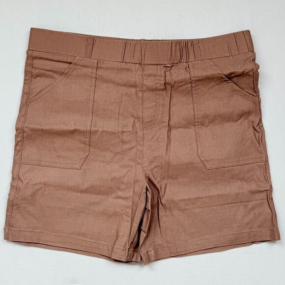 Mom Cut Brown/Tan Chino Casual Shorts – Soft Stretch Cotton & Hiking - Picture 1 of 2